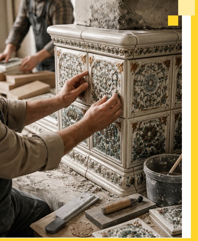 Изразцовые камины под ключ в Арсеньеве: проект и монтаж