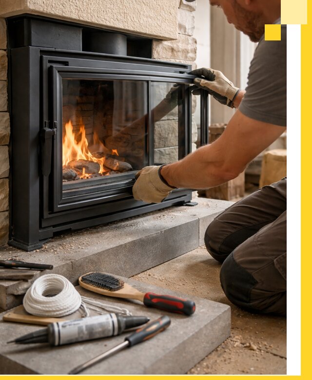 Производство, монтаж и доставка каминов со стеклом в Арсеньеве