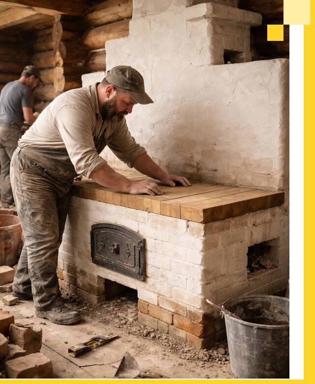 Проектирование и установка русской печи с лежанкой в Арсеньеве