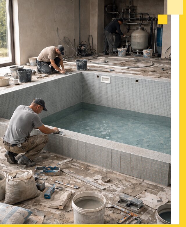 Строительство и монтаж бассейнов в помещении в Арсеньеве