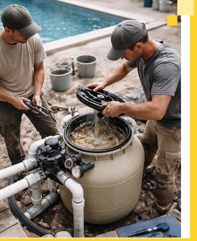 Установка и обслуживание песочных фильтров для бассейнов в Арсеньеве