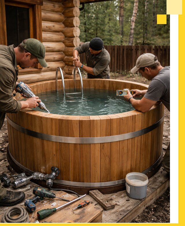 Строительство бань с купелью под ключ и отделкой в Арсеньеве