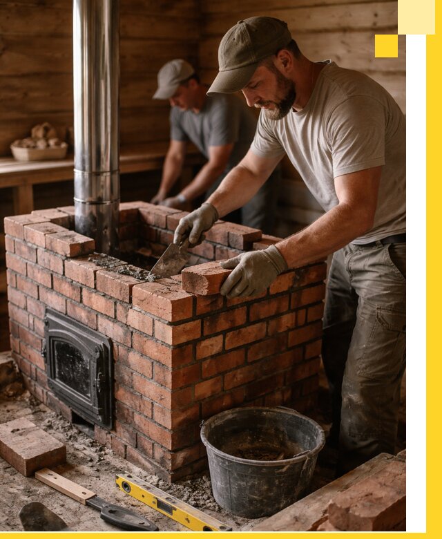 Кирпичные печи для бани под ключ в Арсеньеве, проект и монтаж