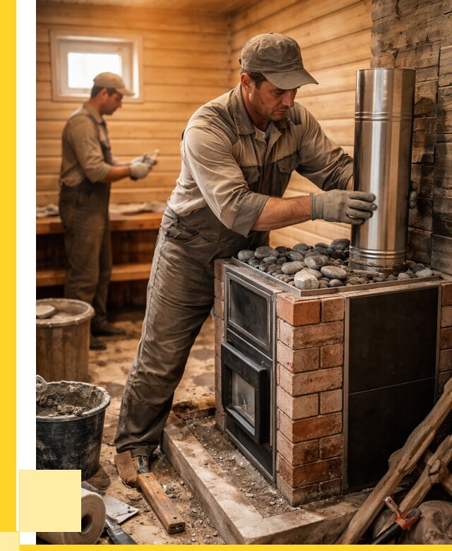 Монтаж печи в бане под ключ в Арсеньеве от 20560 р. | ЭриданРсн