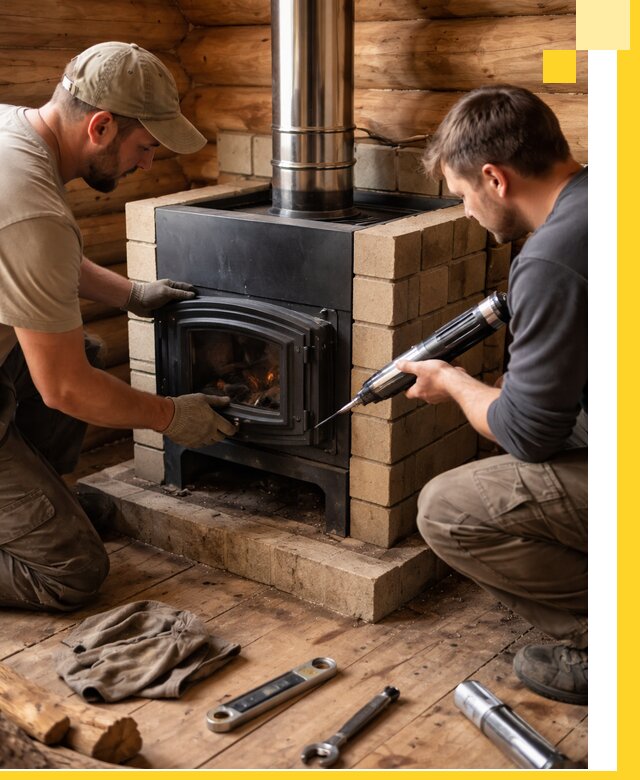 Монтаж и установка печи в бане под ключ с гарантией в Арсеньеве