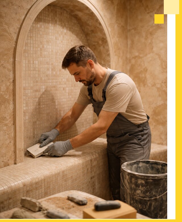 Профессиональная отделка хамамов с мозаикой под ключ в Арсеньеве