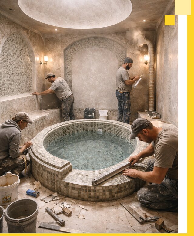 Профессиональное строительство хамама с бассейном в Арсеньеве под ключ