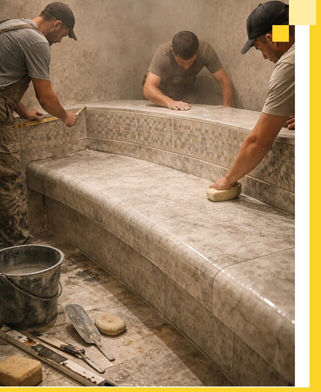 Изготовление и установка сидений для хамама в Арсеньеве