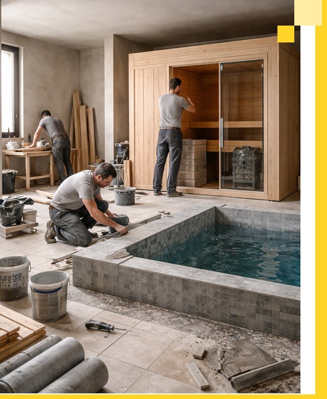 SPA зоны под ключ с бассейном сауной и печью в Арсеньеве